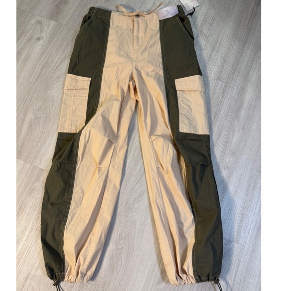 Happily Grey Pants - Happily Grey Colorblock Cargo Pants Olive Tan Utility Joggers Large NWT